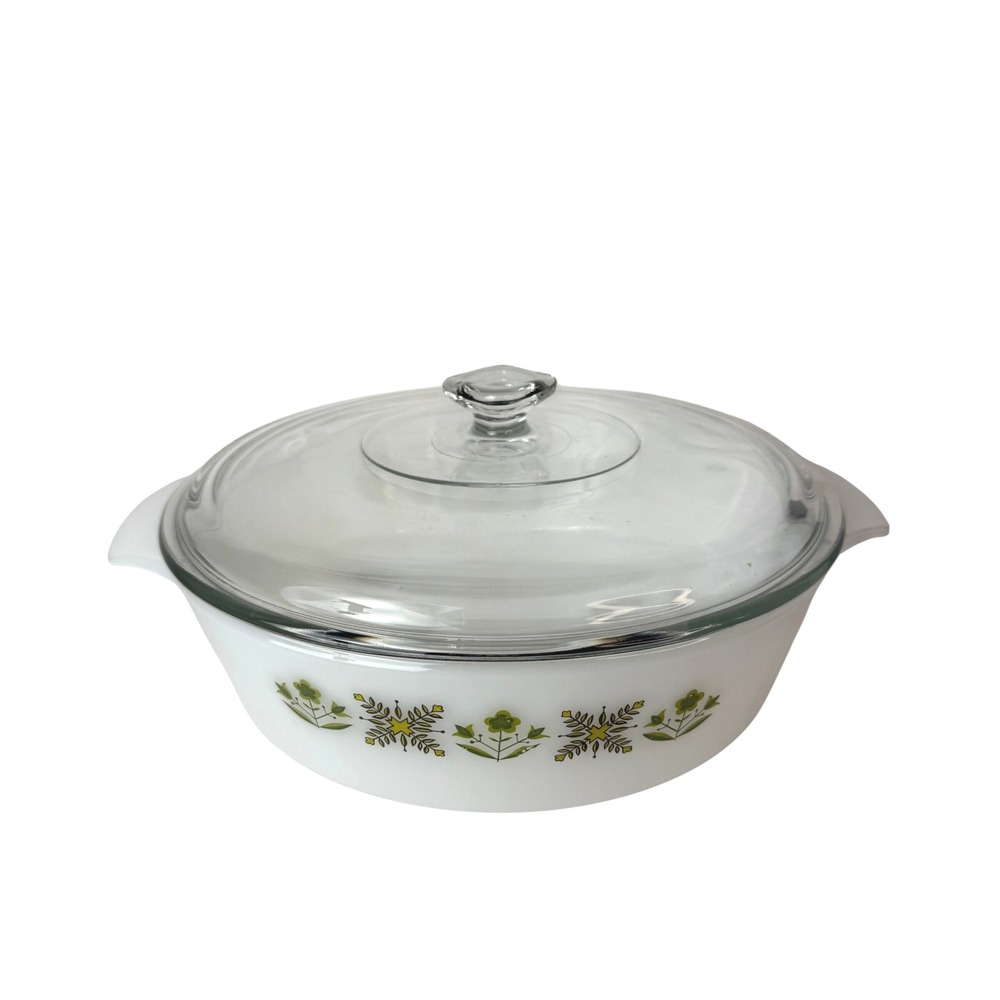 Fire-King‎ Meadow Green Milk Glass Casserole Dish with Lid 2 Qt 438